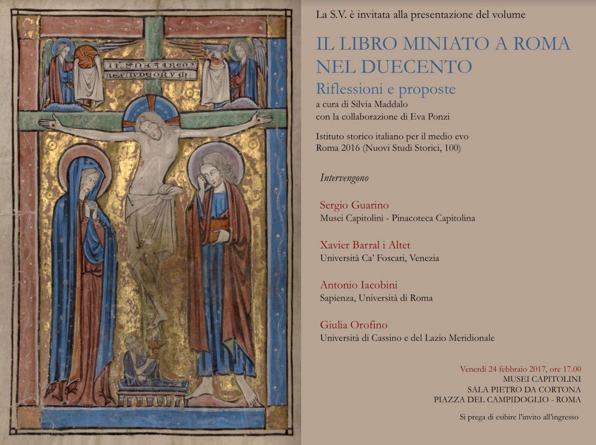 Hilaritatis1's tweet photo. PRESENTAZIONE DEL VOLUME "IL #LIBRO #MINIATO A #ROMA NEL #DUECENTO. RIFLESSIONI E PROPOSTE"
https://t.co/PNviTd3ix0 https://t.co/cLf2mdRG8u