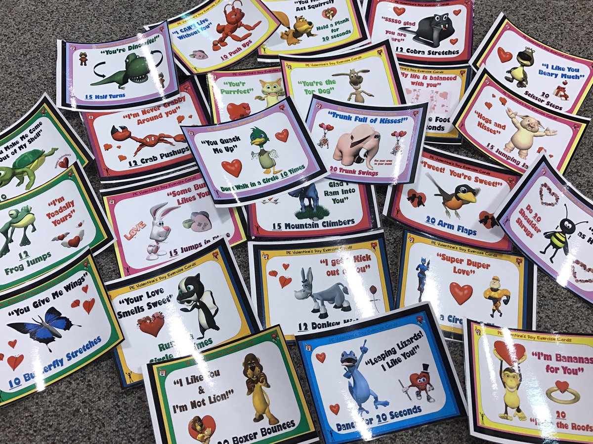 LizConry's tweet photo. Valentine exercise cards!!#HeritageExplorers https://t.co/GgYSKdHKmI
