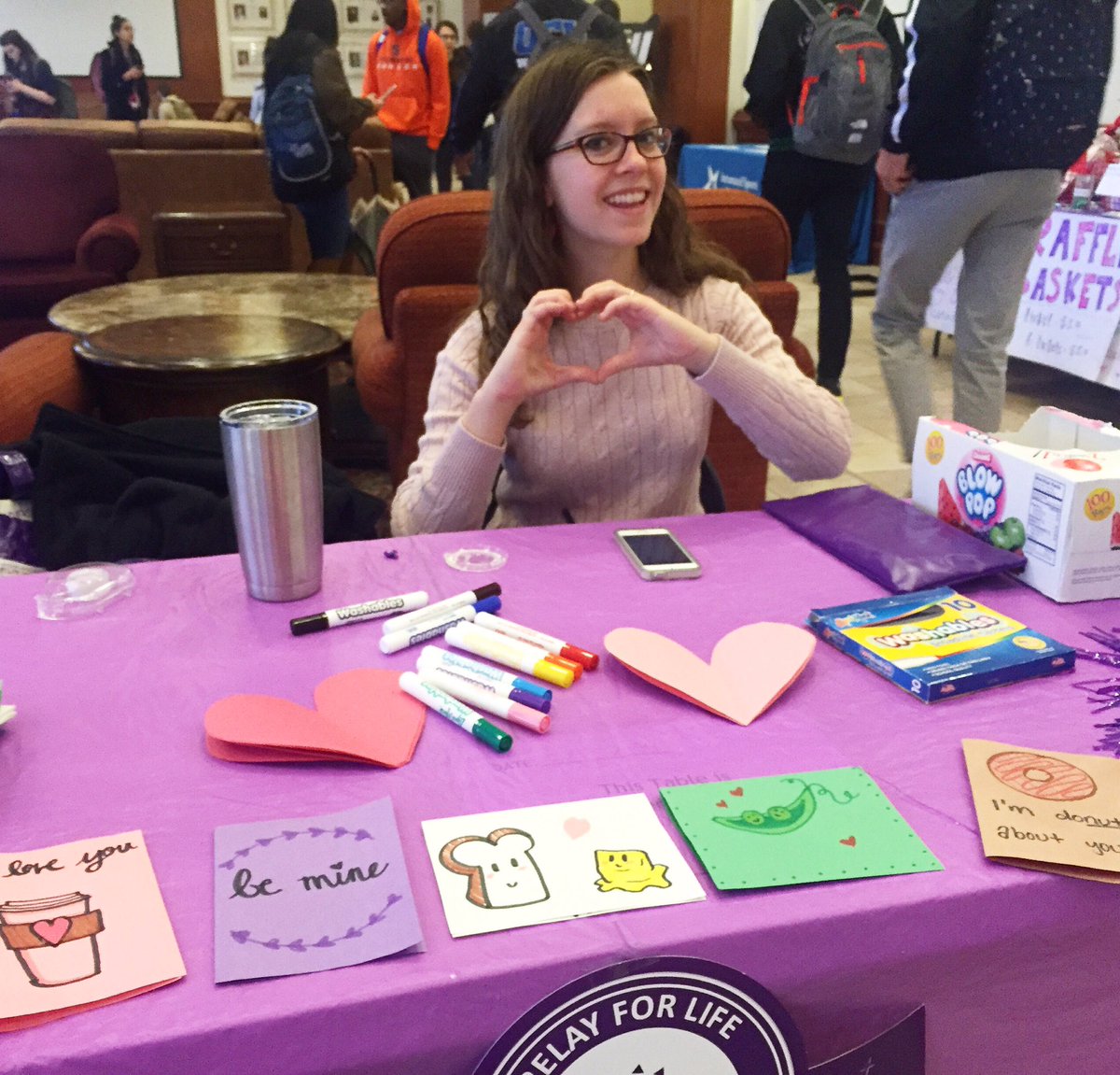 OCURelayForLife's tweet photo. Don't forget to buy that perfectly punny card for your Valentine! We're outside the caf until 2:30pm! #ocurelay https://t.co/yzka7fuuRj