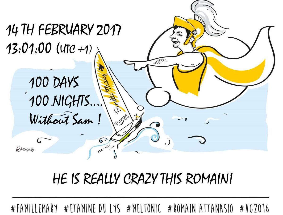 famillemary's tweet photo. 100DAYS #courage #GoRomain #endsoon @famillemary @Etaminedulys @VendeeGlobe #VG2016 https://t.co/Ht32bbE21N