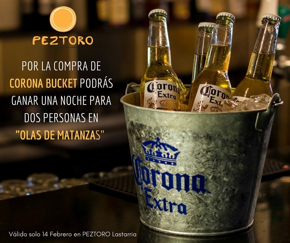PezToroRestoBar's tweet photo. Hoy #14deFebrero 💘
X la compra de #CoronaBucket 4x3 🍻🍻 podrás ganar una noche en #olasdematanzas🌊
Válido #PEZTORO #Lastarria 📍de 20 a 22hrs⏰ https://t.co/Wxed514iB0