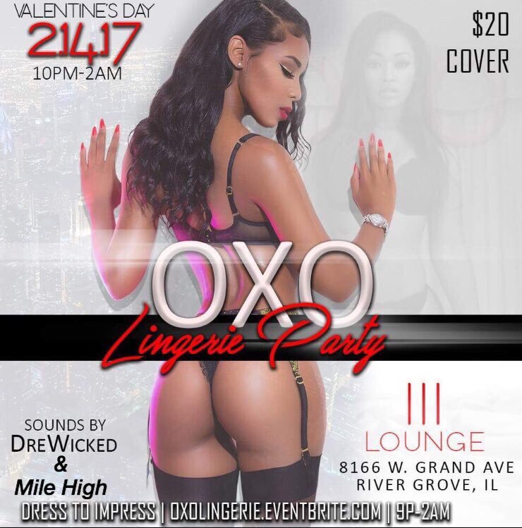 DJMILEHIGH's tweet photo. Valentine’s Day party tonight at “III Lounge” in River Grove. Pull up #OXOLingerie 💘 https://t.co/OSYJXep449