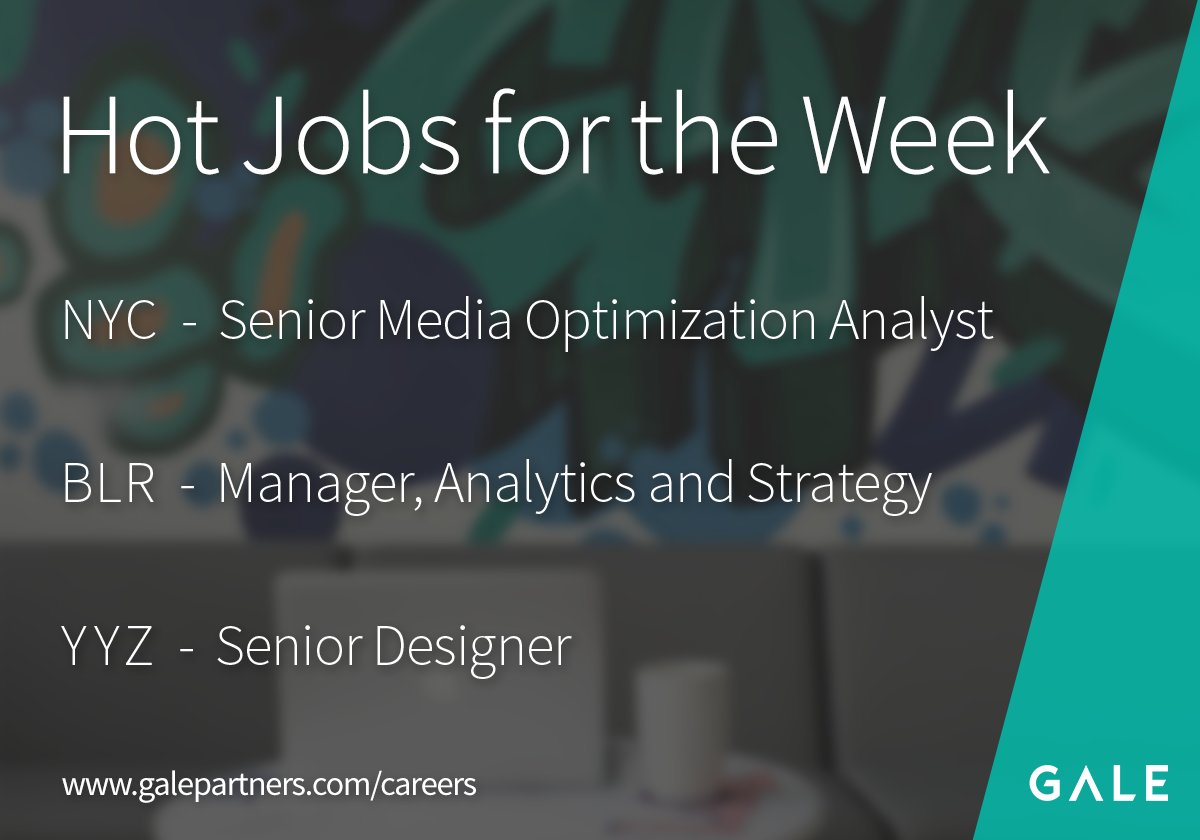 Geoff_DeMoss's tweet photo. Top gigs here at GALE! Contact me to learn more! #analytics #mediaoptimization #socialmediamarketing #CareerGoals #GALE https://t.co/tUIkevoYbq