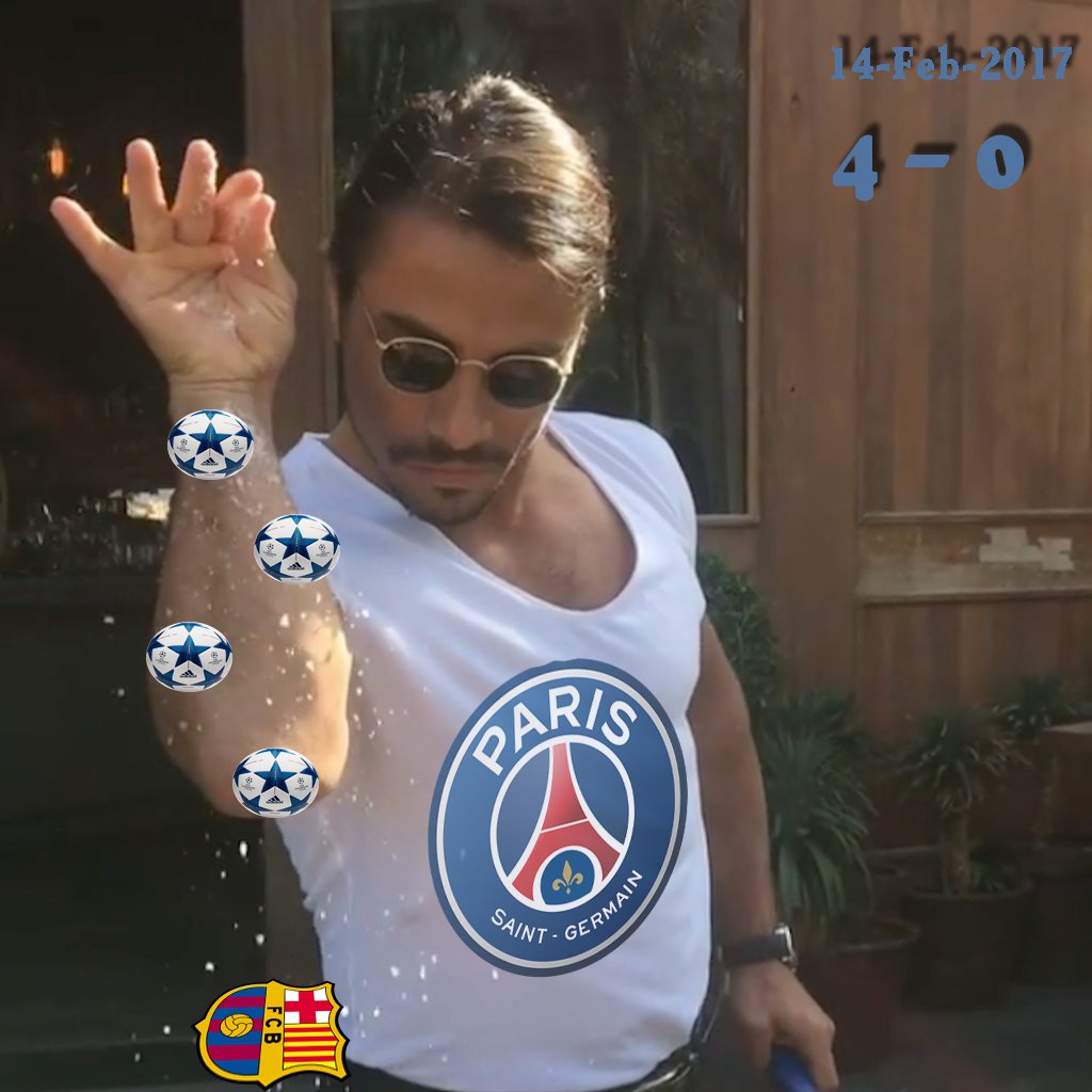 AyssarAB's tweet photo. #PSGFCB #PSG #Paris #Barca @PSGeSports @FCBarcelona #saltbae #saltbaememe @ChampionsLeague #Valentine #ValentinesDayFootballFilms https://t.co/aamPUL98Yf
