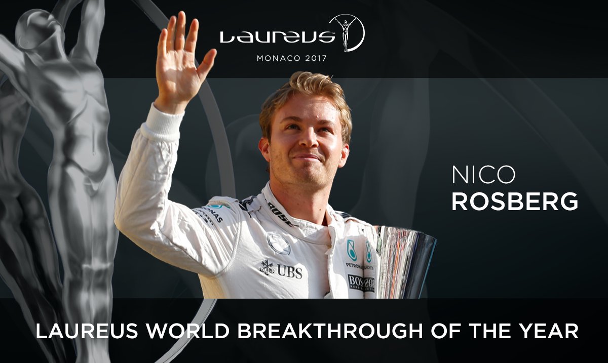LaureusSport's tweet photo. The Laureus World Breakthrough of the Year is Nico Rosberg! #Laureus17 https://t.co/m3nXQdZRZ8