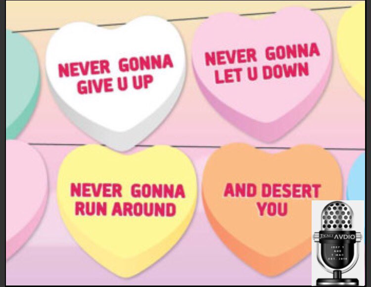 JacketAudio's tweet photo. #HappyValentinesDay from the boys of #JacketAudio  #podcast #fanboys #keepsinging #nevergonnagiveyouup https://t.co/YOa6Z2QPbc
