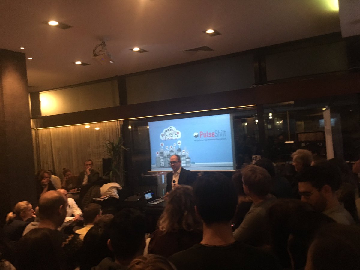 <a href="/PulseShift/">Pulse Shift Media</a> on stage in the #startuplounge in #mannheim. Great pitch, full house is ON! #innowerft #startuplife