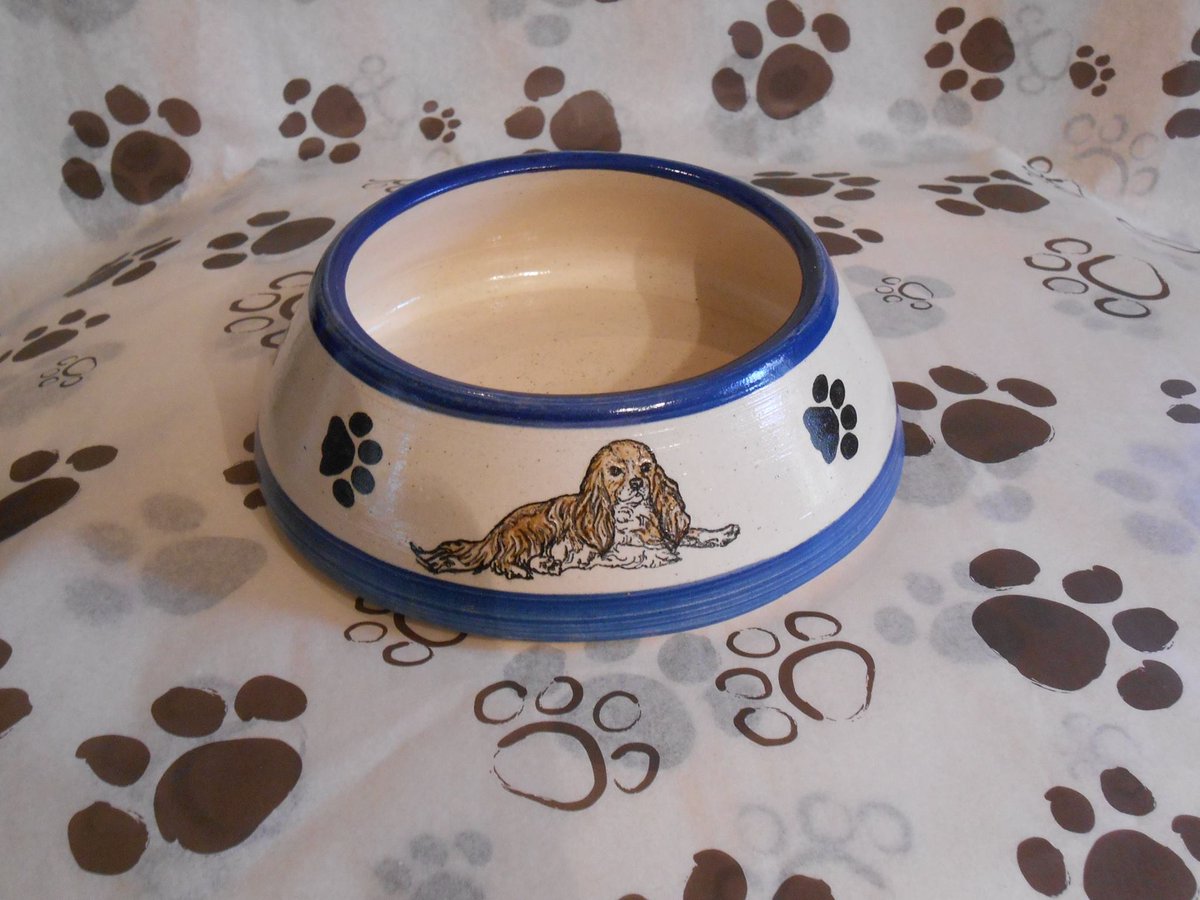 4pawspottery's tweet photo. Carrie REALLY used her #PaintingNinja skills on these #beautiful #CavalierSpanielBowls! <3 #kudos #dogs #pets #DryEars https://t.co/Zx5fa9Qe0V