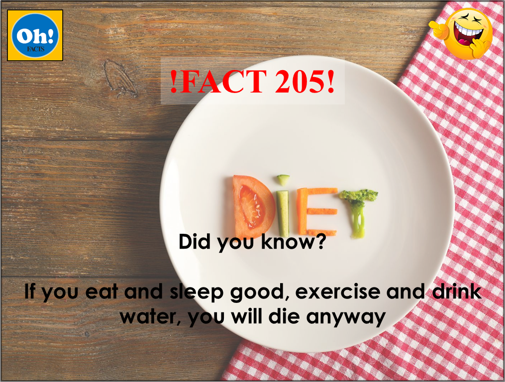 Oh_factz's tweet photo. !FACT 205! #dietplan #Diet  #excercise #workoutmotivation #gymlove #gymproblems #funny #joke #sarcasm #laugh #people #factsonly #ohfacts https://t.co/ctJ81jOnBi