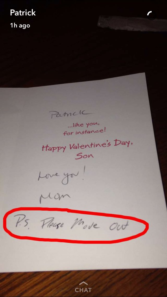 EricaVeley's tweet image. The card my mom gave my brother for Valentine's Day 😂😂