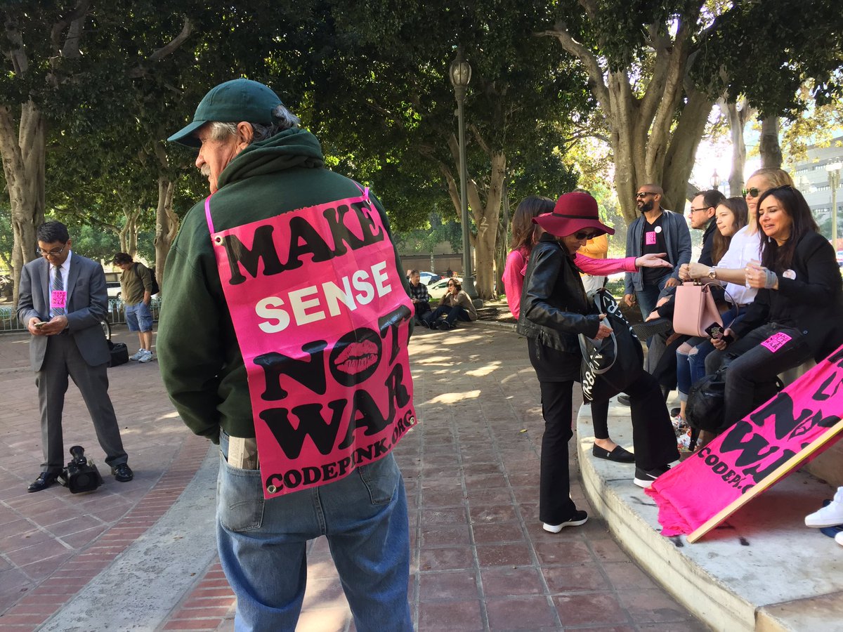 codepink's tweet photo. #MakeSenseNotWar at @Onebillionrisi1 LA! #OneBillionRising https://t.co/MT2hLJ6ChQ