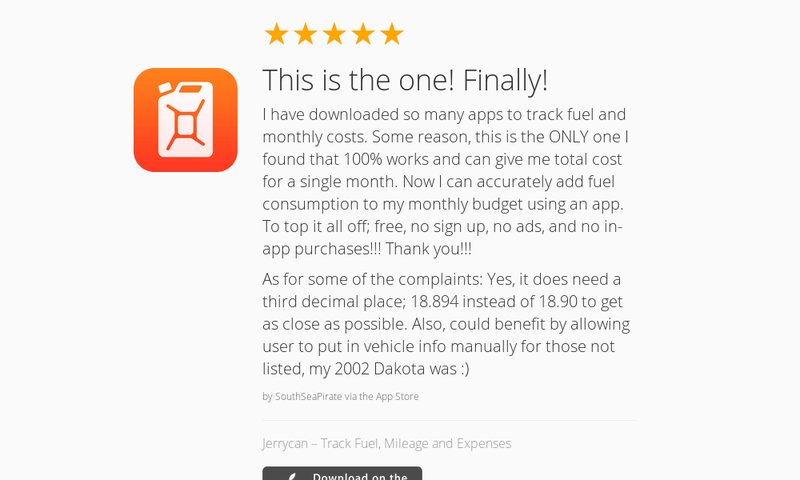 jerrycanapp's tweet photo. 5 Star Review: "This is the one! Finally!: I have downloaded so many apps to track fuel an…" https://t.co/cpG0DggKA0 https://t.co/vKH2gTxbCa