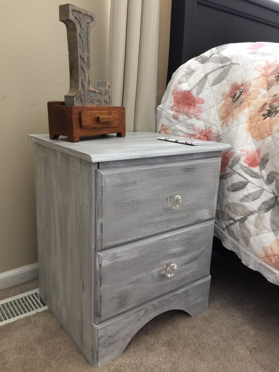 Cute end table/night stand refinished in 3 different chalk paints and sealed for protection. #refinishingfurniture