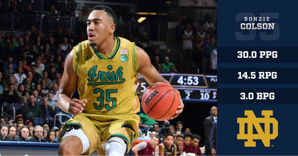 NDmbb's tweet photo. Your @NaismithTrophy National Player of the Week - along w/several other weekly awards - @BonzieColson 
More info: https://t.co/vOvGx1SVx5 https://t.co/Pa2ZK45Eyu