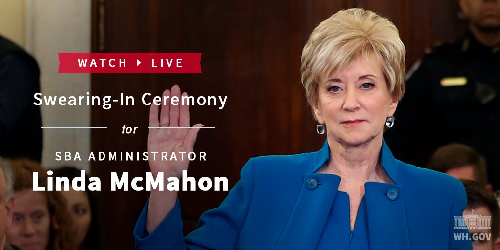 WhiteHouse45's tweet photo. And watch LIVE as @VP Pence participates in the swearing-in of @SBAgov Administrator, @Linda_McMahon: https://t.co/zYYnIQNcjz https://t.co/rk8HZEORB4