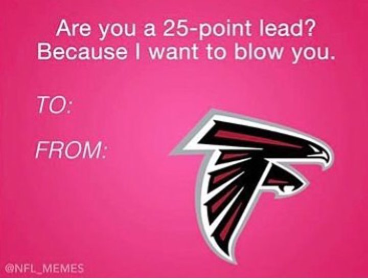 MosesRodrigue14's tweet photo. Lmao Happy Valentine's day Falcon Fans #PatsNation #G.O.A.T https://t.co/RlHotwSBgN