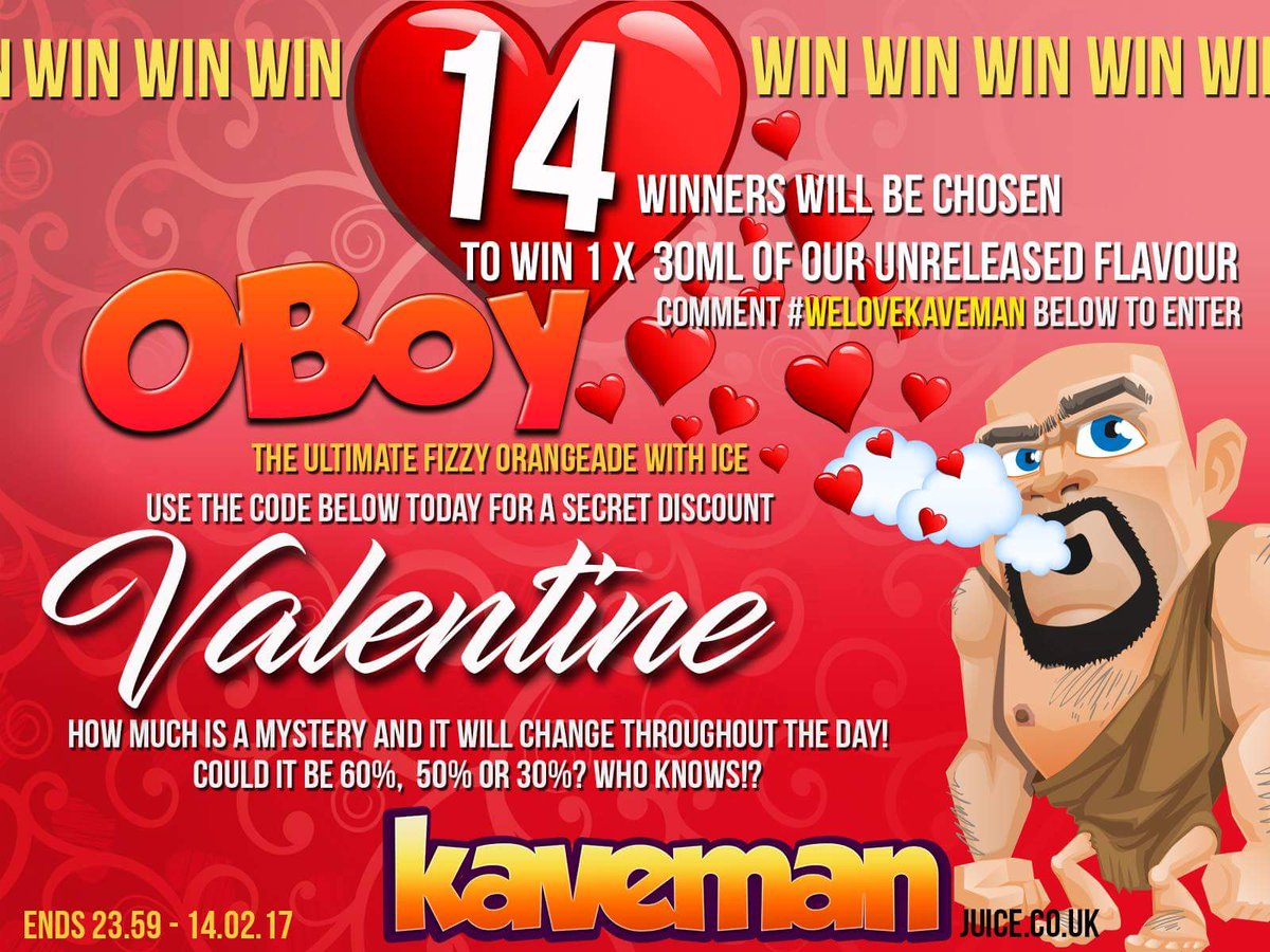 KavemanJuice's tweet photo. Our Facebook competition is now closed.. good luck to all those who entered. Our secret discount is still valid till midnight. #valentines https://t.co/2eAoTT4xHb