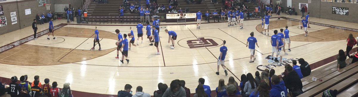 DrRerickCMAA's tweet photo. Lots of #TEAMGUST blue during @GFCBoysHoops @rrboysbball warmups tonight. https://t.co/08KLUzXBLS