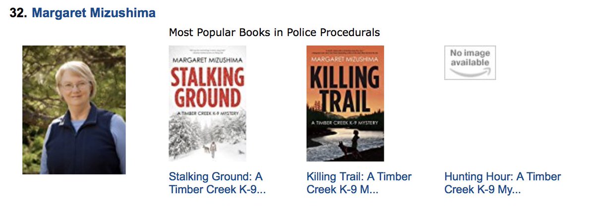 AKA_Terrie's tweet photo. Wow! Our @margmizu is an #Amazon TOP 50 Author! Way to go, Margaret and Robo! #KillingTrail #StalkingGround #Mystery https://t.co/QK95mk5B2T