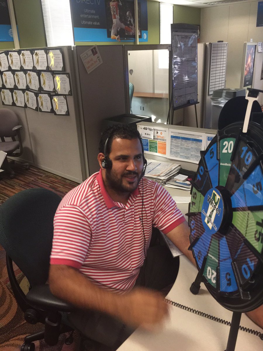 Guillermo spinning the famous #WheelOfAwardBucks after his 2nd DirecTV of the day! #MIA7ATT #TMC #TuggleNation