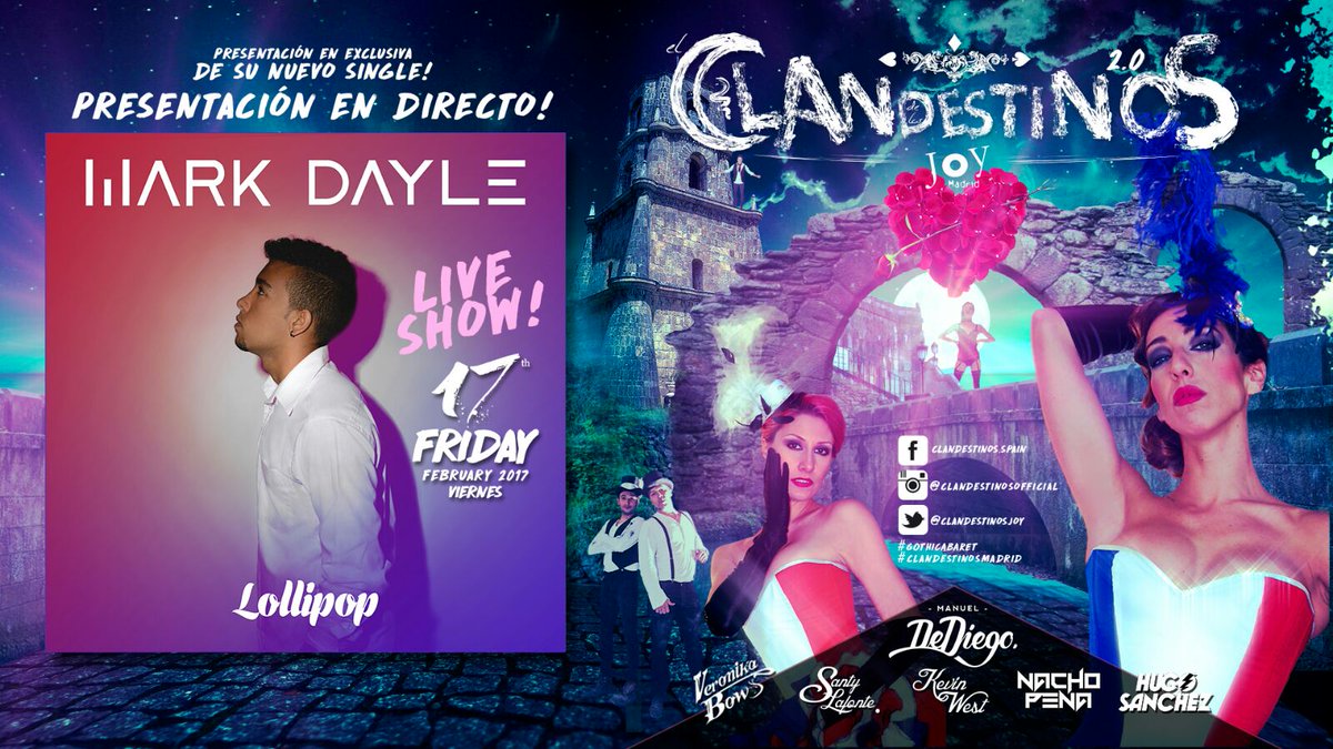 markdaylecf's tweet photo. Este viernes, 17 de FEBRERO estaremos promocionando el nuevo single "Lollipop" de Mark Dayle 🎤 en JOY ESLAVA 🎉
#markdayle #VIERNES #FIESTA 🍭 https://t.co/kh4IuO3yP0