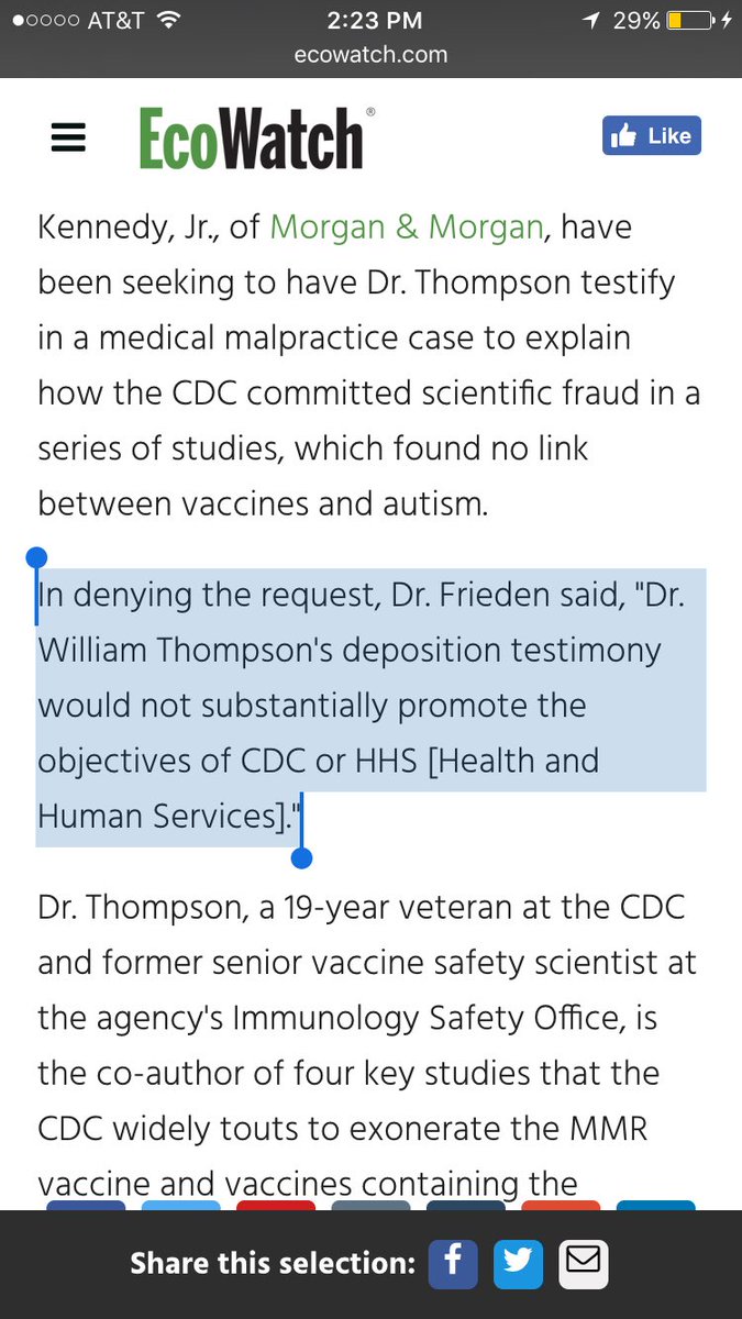 2ndfor1st's tweet photo. CDC admits #CDCwhistleblower Thompson's testimony "would substantially defame the objectives of CDC &amp; HHS"  https://t.co/jTrqjs9soO #Vaxxed https://t.co/in5Q404lRt