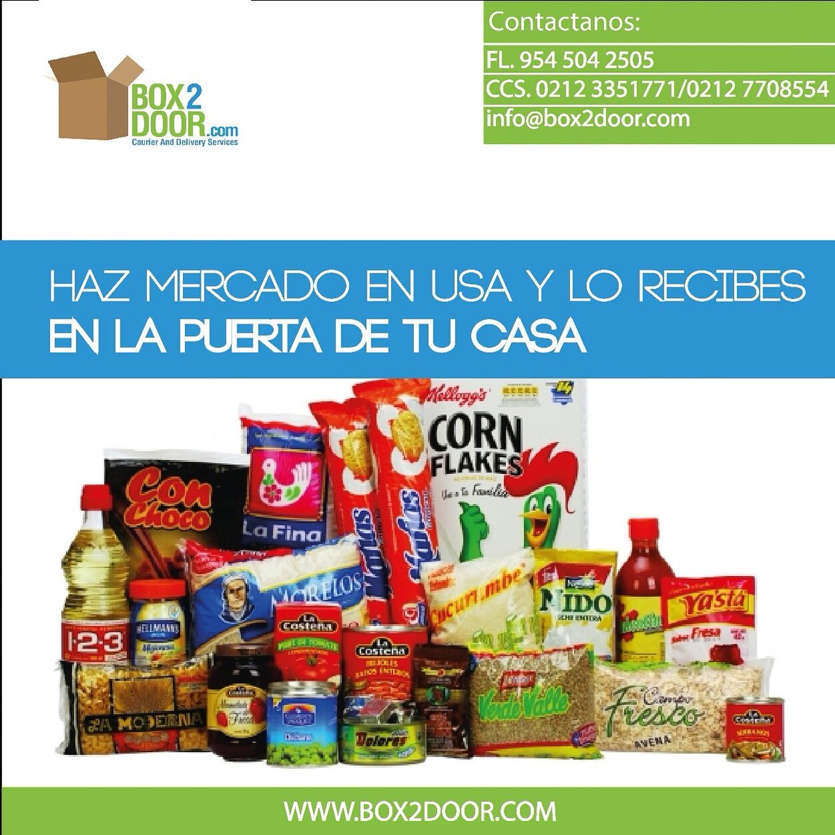 BOX2DOOR's tweet image. Realiza tu mercado en USA... Nosotros lo llevamos a la puerta de tu casa en 7 días! ✈📦