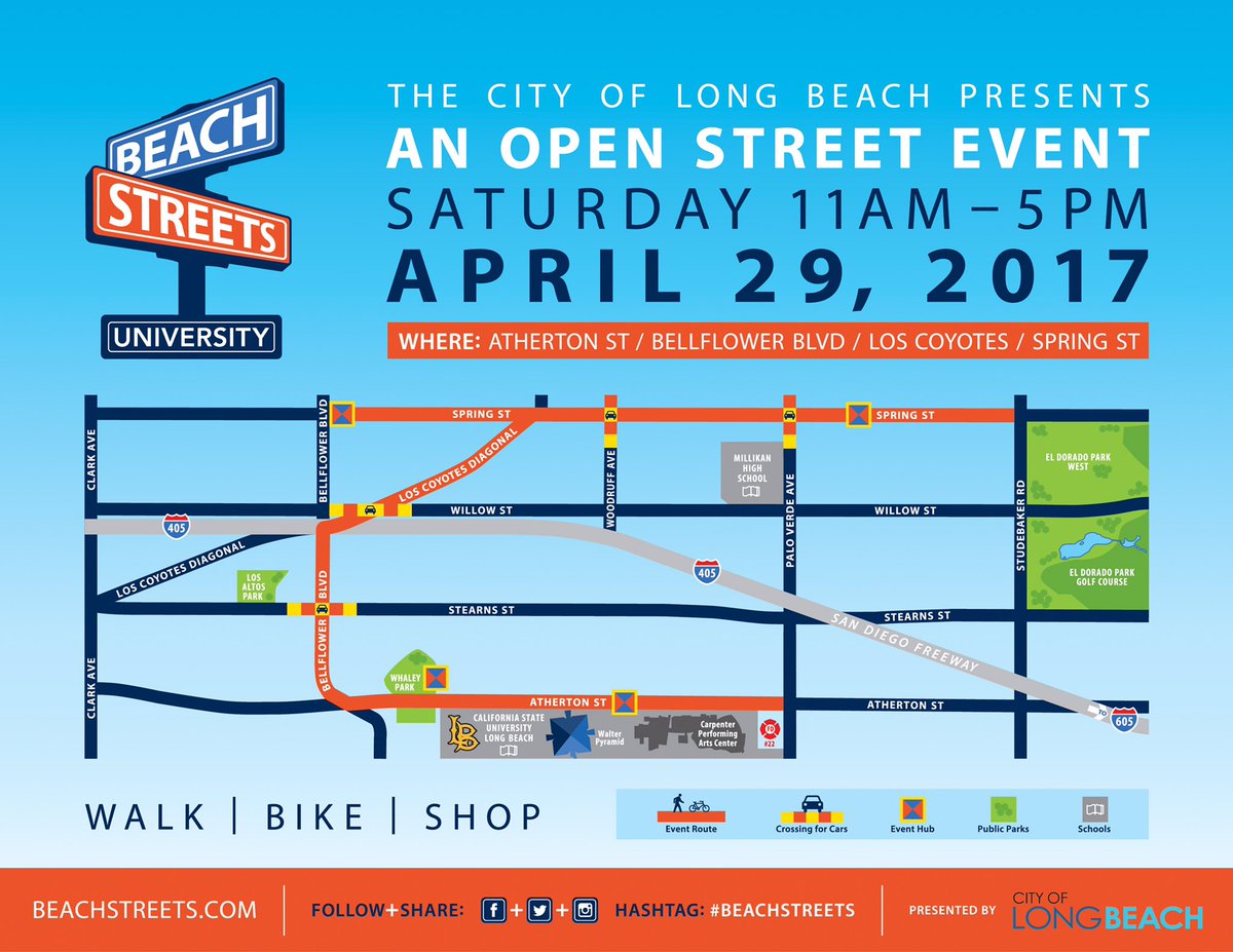 beachstreetslb's tweet image. Headed east! #BeachStreets University route will highlight Atherton &amp;amp; iconic CSULB Pyramid, Bellflower, Los Coyotes &amp;amp; Spring. Plz share!