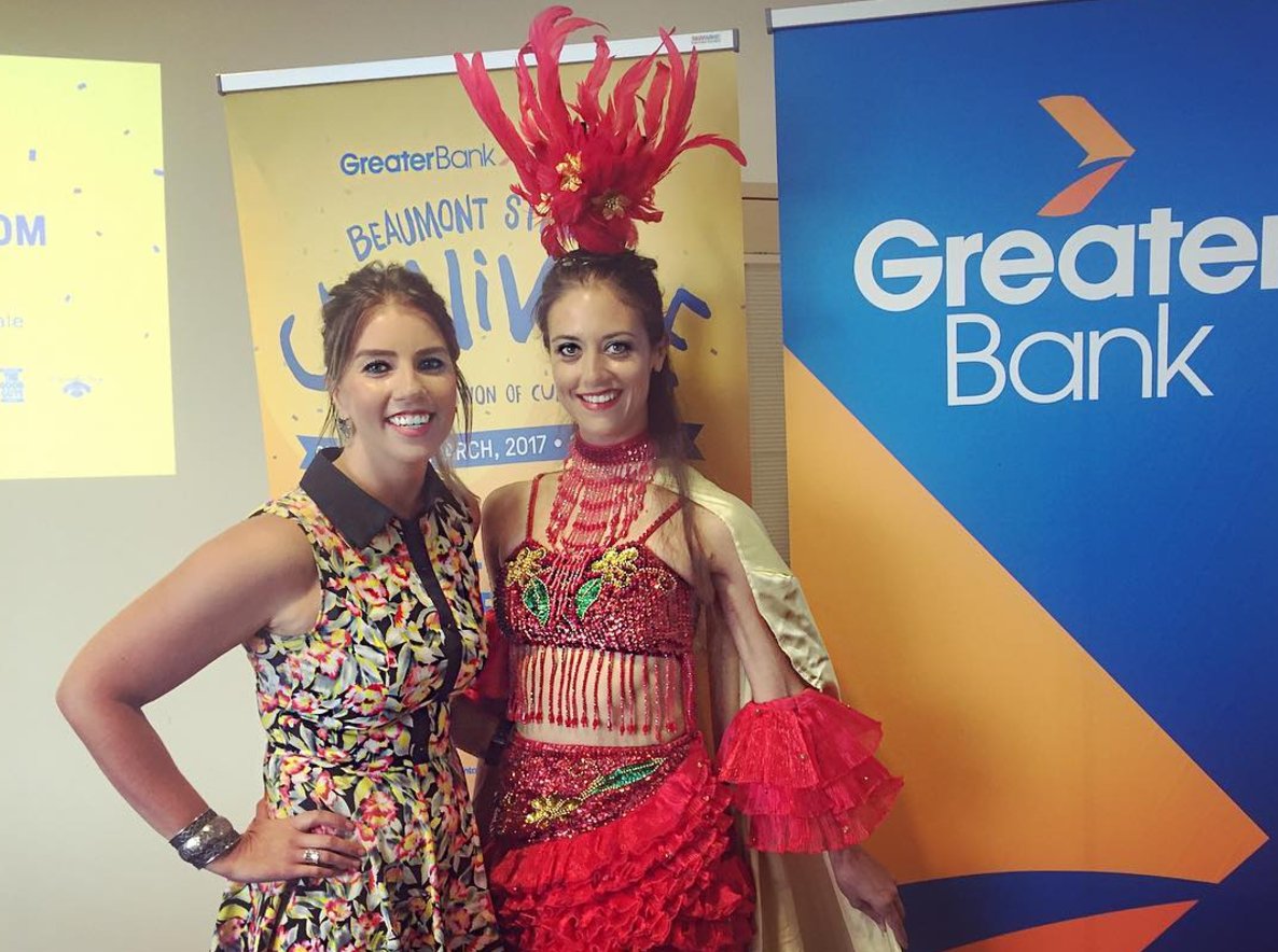 TalkToBec's tweet image. At the launch of #beaumontstcarnivale with one of our event performers, Southern Fire Entertainment!
