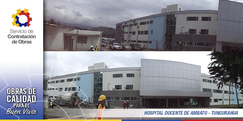 SECOB_Ec's tweet photo. Somos decenas de manos limpias y mentes lúcidas @mashirafael declara inaugurado #HospitalBaños II Fase #HospitalAmbato y #HospitalIESS https://t.co/tj8VQpdyzs