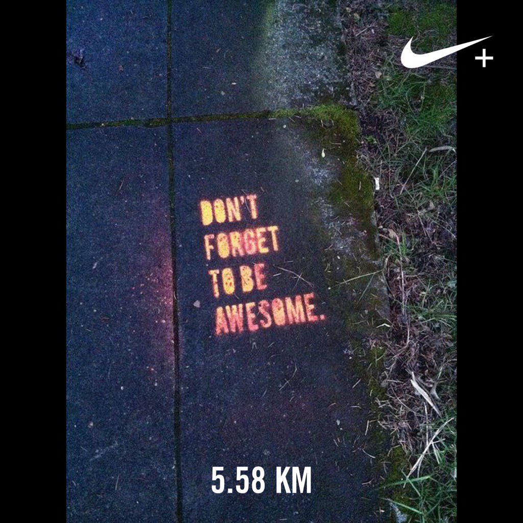 MisoSmart's tweet photo. Be awesome #buscome #RWRunStreak #nrc #nikeplus Day82 https://t.co/g8tCbQ4GxS