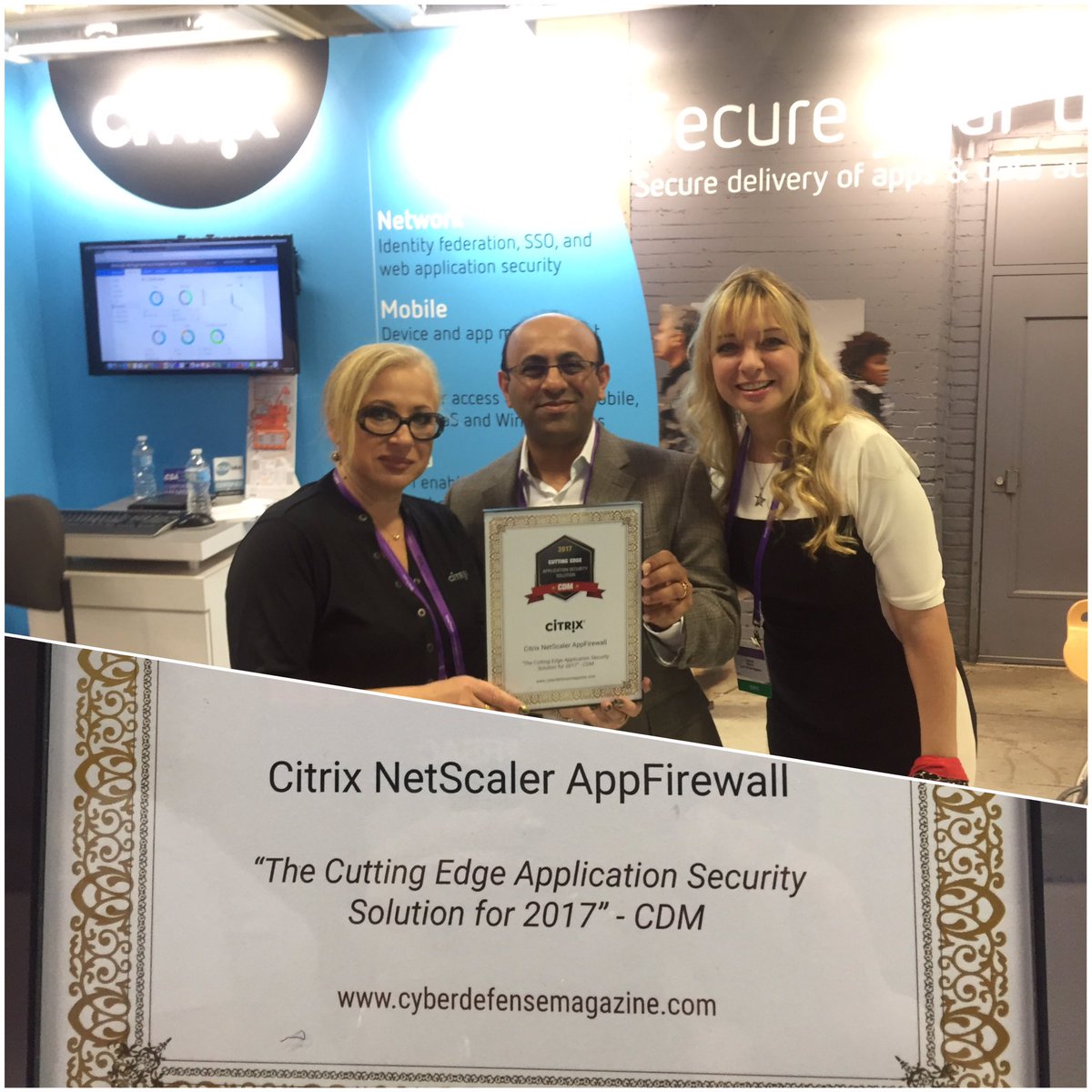 fabianacarpio's tweet photo. @NetScaler won @CDM Cutting Edge Application Security for 2017 #RSAC Visit us at booth N-3534. @citrix @CitrixSecurity #infosec #congrats https://t.co/3sT6GSXVDs