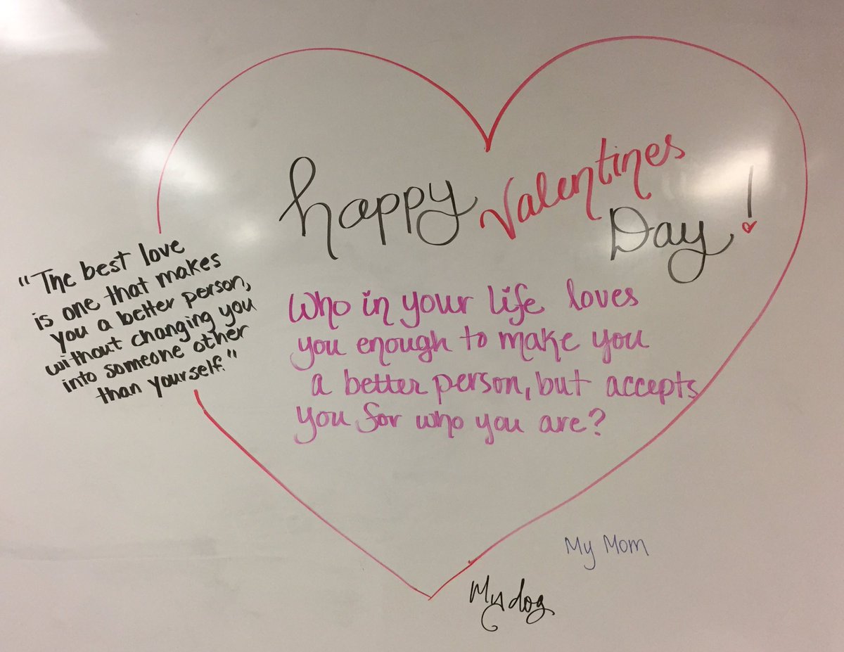 MsBjerkesClass's tweet photo. Only two answers today, but that's okay! Happy Valentine's Day! #miss5thwhiteboard #valentinesday #wholovesyou https://t.co/DwU9zhD6Xk