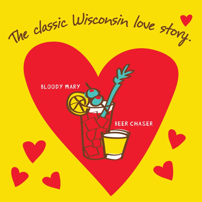 HANmadeMKE's tweet photo. The classic Wisconsin love story. Happy Valentine's Day from HANmade Milwaukee! #bloodymary #beerchaser #wisconsin https://t.co/3HKfk0v7EL