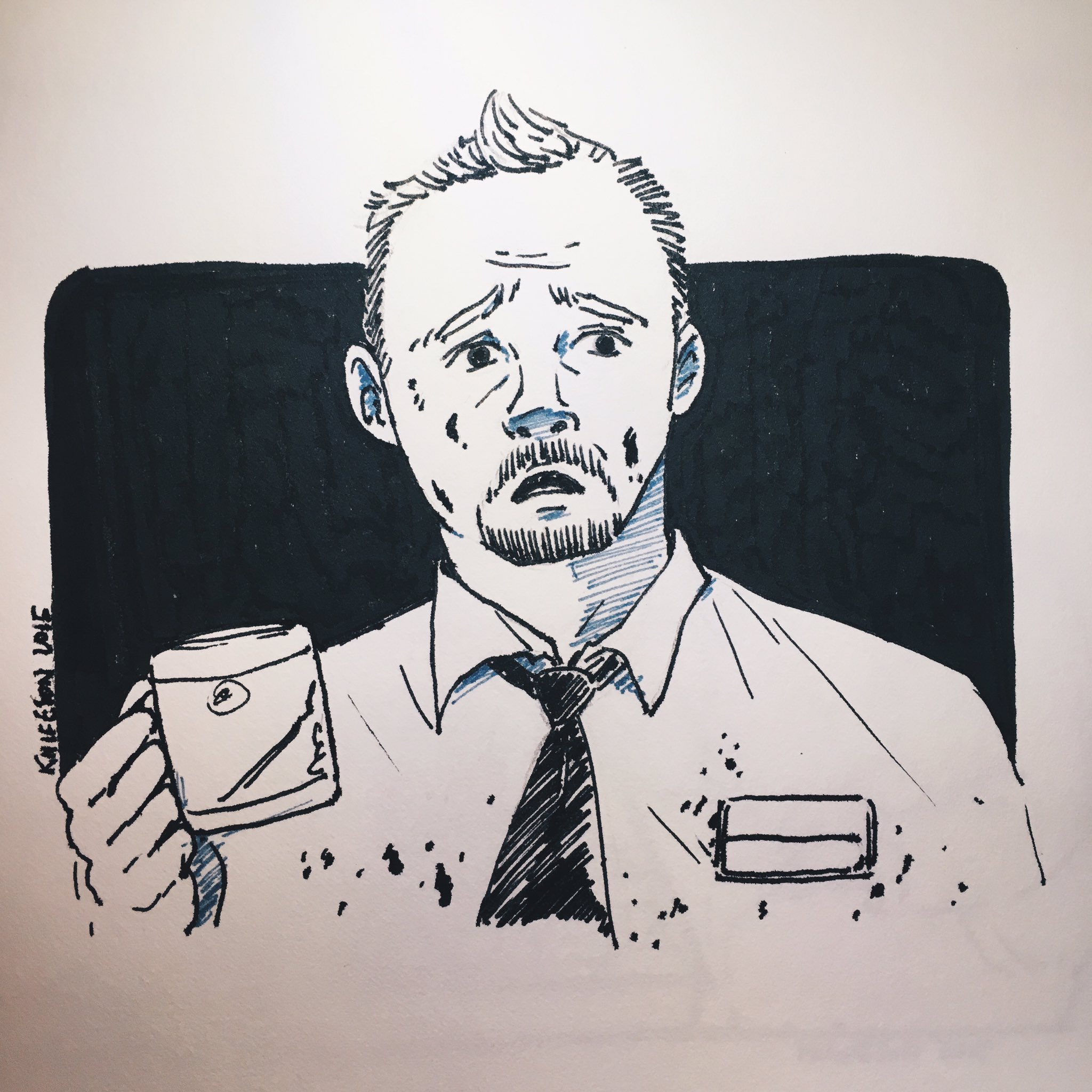 Throwback this doodle of Shaun of the Dead, happy birthday Simon pegg 