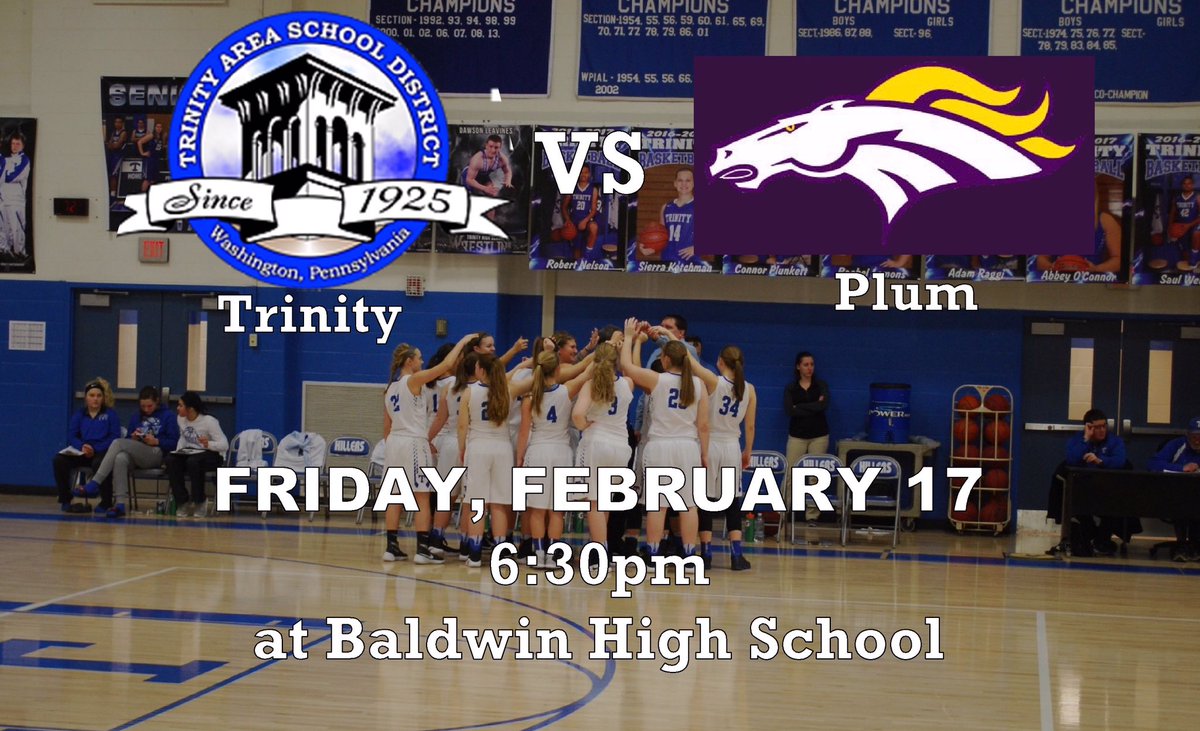 Trinity Girls Bball (@ths_gbball) on Twitter photo we're taking on Plum in the first round - Friday at 6:30 at Baldwin HS! please come out and support!🏀💪 #PathToThePete #OurYear we're taking on Plum in the first round - Friday at 6:30 at Baldwin HS! please come out and support!🏀💪 #PathToThePete #OurYear
