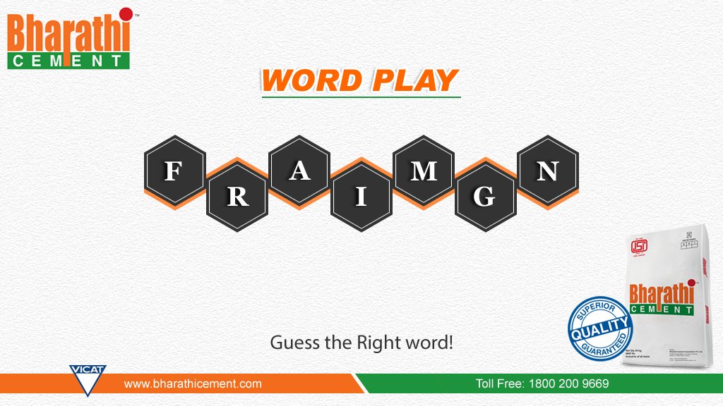 #Wordplay
Just a minute to your mind Re-Arrange the #Alphabets for the correct word! Let’s see how many people will guess the right answer.