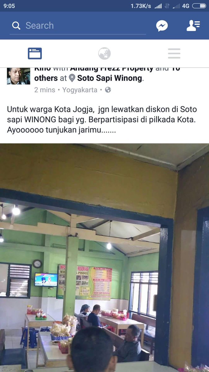 Warga kota jogja yg nyoblos, ada diskon di soto winong nih..