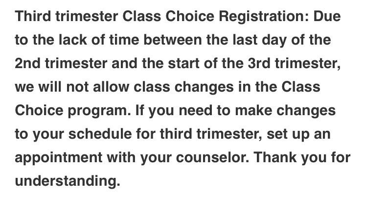 Hillcrest_H_S's tweet photo. Hey Hillcrest! A quick message from the Admin team. #GoKnights #ThirdTri #ClassChoice https://t.co/VA71ev05EX