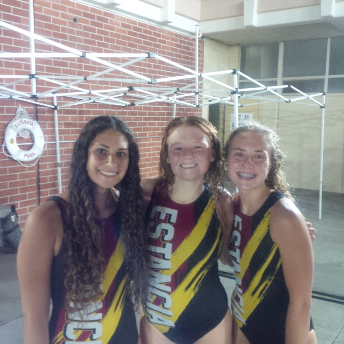 Seniors Hannah Smith, Hayley Hopp and Julia Paluch helped Estancia girls' water polo make history tonight.