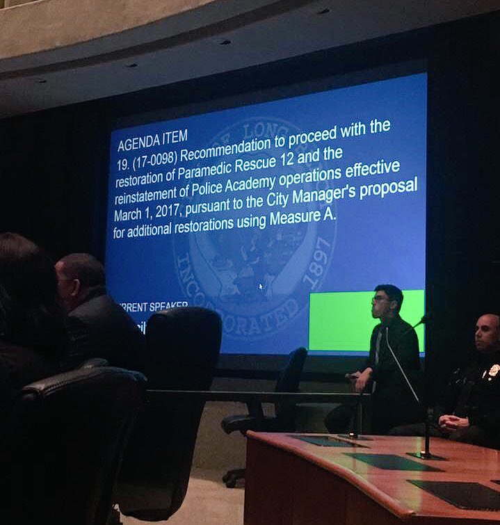 Boom! After 7 yrs, the #LB CityCouncil adopted my motion to restore Paramedic service to North LB &amp; more PD Training staff.