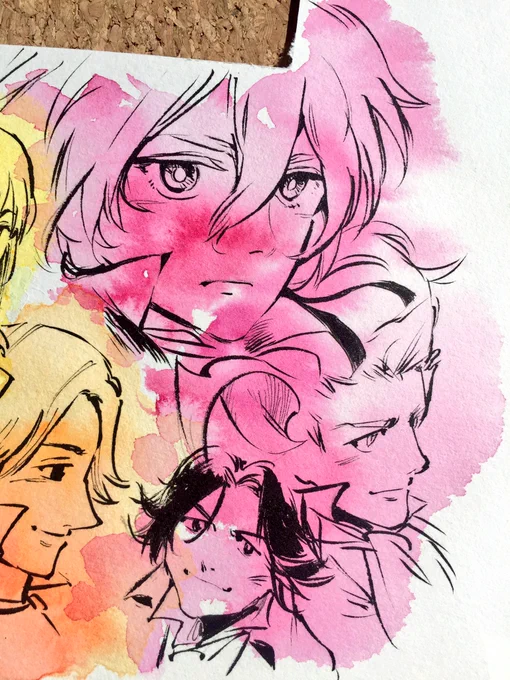 2月15日昼休み
ベタ単色チャレンジ 漫画レミゼからアンジョーラ、クールフェーラック、フイイー 