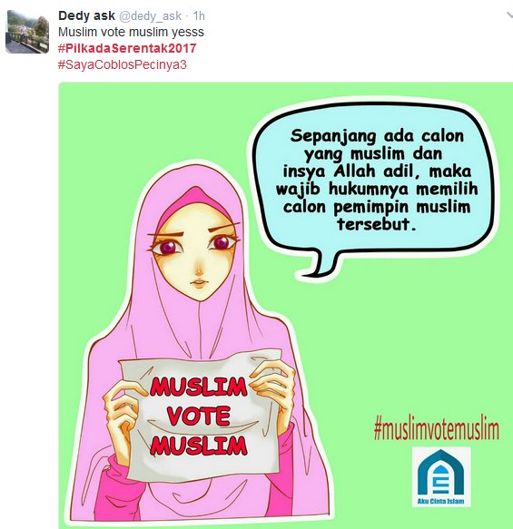 Gredell_Elle's tweet photo. I respect whoever you choose, but please keep religion out of this. Thank you. Have fun voting! #PilkadaSerentak2017 https://t.co/d6rs3Q0TjK