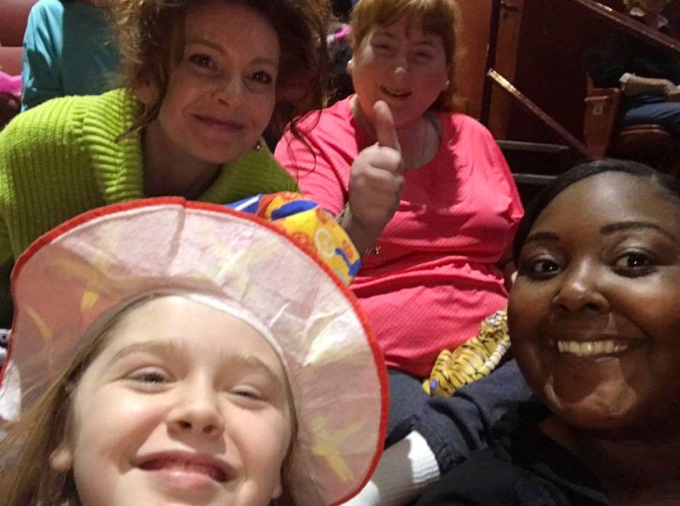 LDRene's tweet photo. I admit taking my baby sis to crowded show is challenging but this thumbs up is a first ever!
 #IncludeThem #autism https://t.co/9QzQq2sX9l