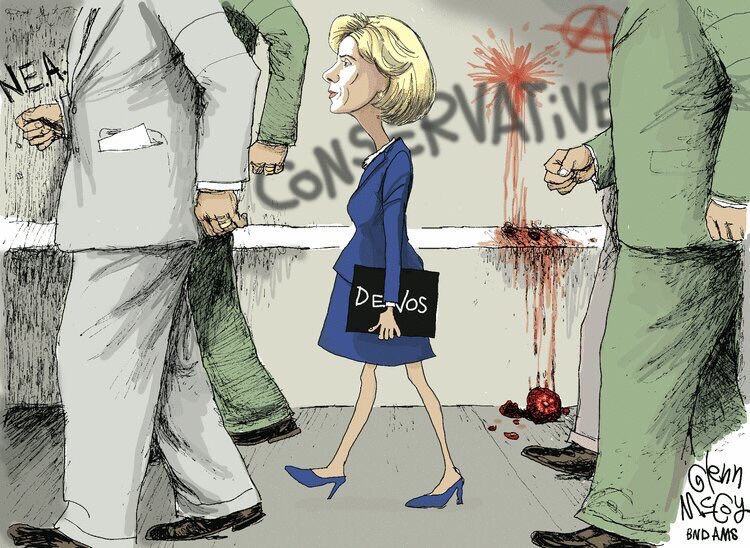 Joseph2323's tweet photo. #ConservativeArtisT #GlennMcCoY's #DeVosCartooN https://t.co/YrHDcQu4kp It appears to compare #BetsyDeVoS to #CivilRightsHerO, #RubyBridgeS https://t.co/p3btV1IuY5