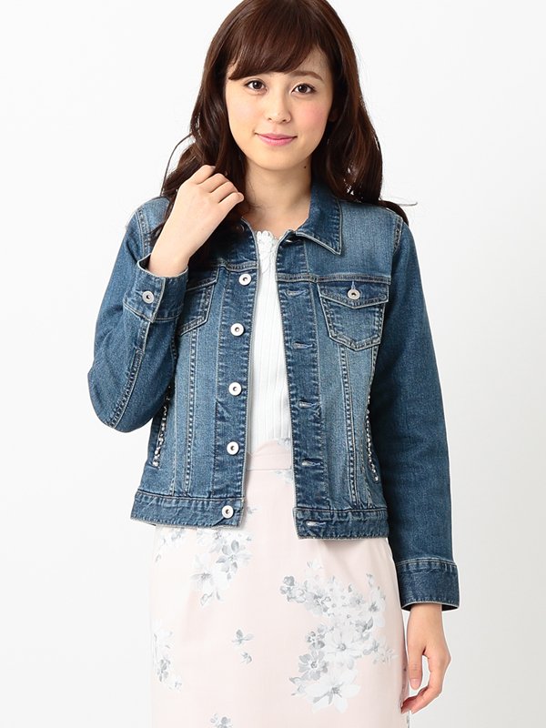 Misch Masch ミッシュマッシュ 装飾gジャン T Co Hhlo9rqsjf コーデをほど良くカジュアルダウンしてくれる これからの季節にピッタリなgジャンです サイドポケットにビジューをほどこし キレイめな印象をプラスしました ワンピースと好相性