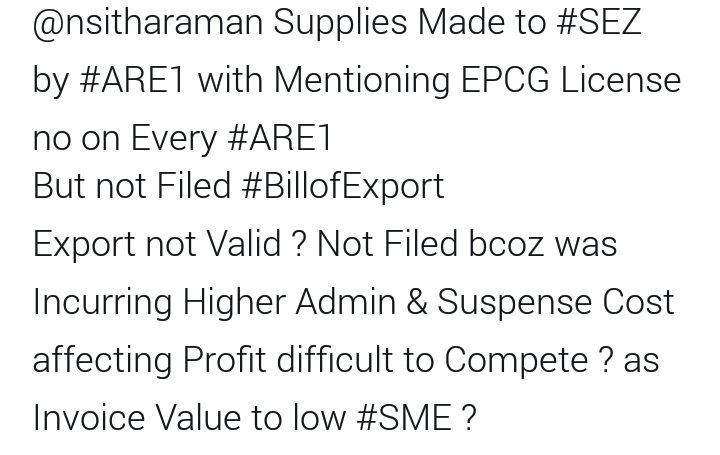 XFactor3456's tweet photo. @nsitharaman @dgftindia
Goods Supplied only with #ARE1 Specifying EPCG License no
But not Filed #BillofExport not Valid ?
#easeofdoing 👇 https://t.co/qKxNpK5IjP