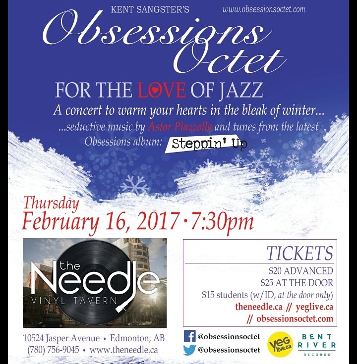 BlurredLenz's tweet photo. This Thursday! Juno nominated saxophonist and composer Kent Sangster brings Obsessions Octet @theneedleyeg #yegmusic #jazz #yegdt https://t.co/J0k3aYoaqc