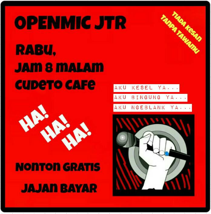 Dirutinin setiap rabu #OpenMicJtr di <a href="/Cudetocaferesto/">cudeto.cafeandresto</a> mari bersenang-senang bersama :)