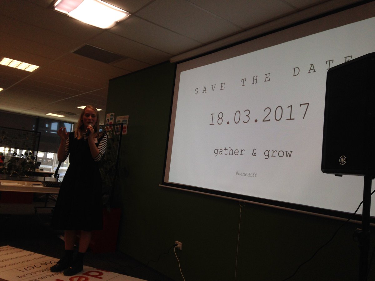 LivetheDreamNZ's tweet photo. #chch showcase - Lizzy with a beautifully simple venture bringing diverse people together over dinner to share their differences #SameDiff https://t.co/utXE08nIUA